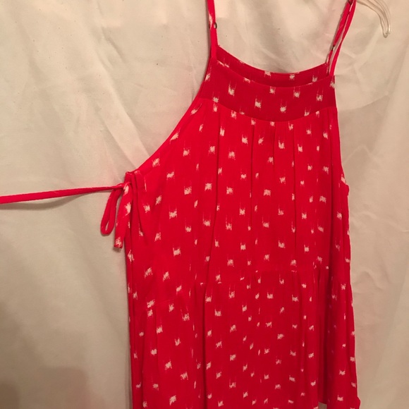 Red and white tank top  with ties on sides - Picture 2 of 2